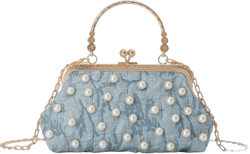 Emprier Women Beaded Evening Handbag Pearl Decoration Cute Clutch Purse Small Bridal Wedding Tote Bags Blue2