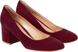 MOOMMO Women's Classic Chunky Block Heel Suede Pumps Round Closed Toe Slip On 2" Low Thick Heels Dress Shoes Matte Patent Leather Spring Fashion Office Work Pump Basic Shoe Elegant Wedding 4-11 M US 5 Suede Wine Red