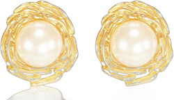 Pearl Stud Earrings for Women, Faux Large Gold Pearl Earrings Studs, Dainty White Big Pearl Earrings Pearl Statement Earrings Gold Studs Vintage Gold