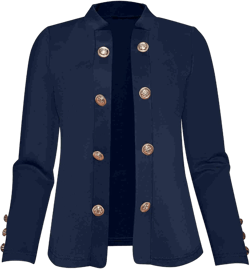 Women's Double Button Loose Fit Suit Jackets Notch Lapel Work Office Blazers Casual Open Front Blazer Small Navy Blue