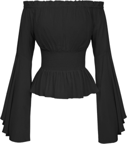 Belle Poque Womens Renaissance Gothic Blouse Bell Sleeves Ruffle Off Shoulder Boho Corset Top
