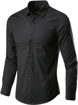 Men's Long Sleeve Dress Shirt Plaid Collar Casual Button Down Shirts Leisure Lapel Slim Fit Button Down Shirt