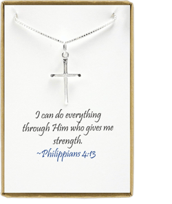 Cross Necklace for Women, Confirmation Gift Necklace for Teens, Sterling Silver Cross Necklace 18 inches