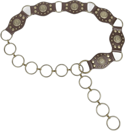 Verdusa Women's Western Leather Chain Belt Studded Waist Belt Coffee suit waist size:33.5-37.4"