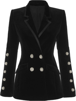Women's Slim Fit Blazer Double Breasted Suit Jacket Elegant Office Lady Large Black