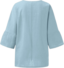 Cotton Linen Tops for Women Loose Fit Boho Solid Color Tunic 2024 Summer Casual Elbow Sleeve Side shirt, S, 5XL Be Light Blue Small