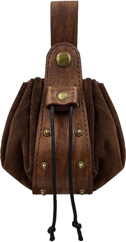 1 Pcs Portable Drawstring Purse, Medieval Faux Leather Pouch,Vintage Belt Pouch Dice Bag for Men Women Costume Accessories (dark brown)