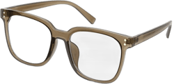 Square Blue Light Glasses Frame with Non-prescription Clear Lenses Eyewear for Women Men，Classic Thick Fake Eyeglasses Brown Clear