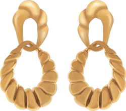 Alilang Women's Gold Tone Twisted Hoop Earrings with Sculptural Modern Detail- Gold