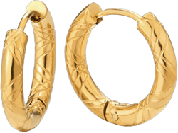 Stainless Steel Gold Color Grooved Circle Huggie Hinged Hoop Earrings for Men Women, 2pcs
