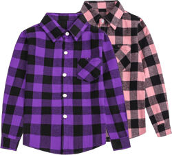 SANGTREE Womens and Girls Plaid Shirts Two Packs Button Down Long Sleeve Flannel Shirts