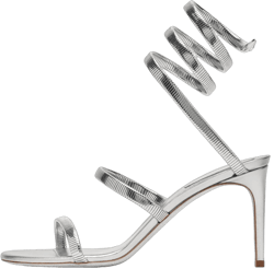 Strappy High Heels for Women Sexy Heeled Sandals Metallic Wrap Around Patent Spiral Heel Stiletto Round Toe Party Wedding Prom Shoes 8 Grey