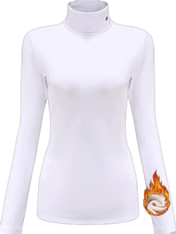 SSLR-Thermal-Shirts for-Women-Turtleneck Long Sleeve Tops Fleece Lined Winter Slim Fitted Mock Neck Base Layer XX-Large White