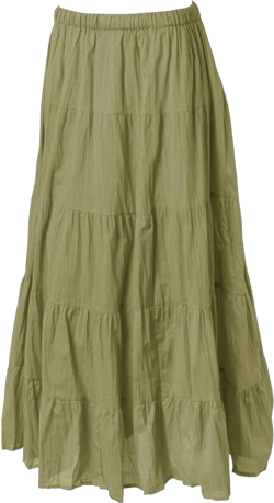 Indian Trendy Women's Summer Long Cotton Maxi Mopping Tiered Skirt Elastic High Waisted Dress 4X-Large Moss
