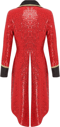 Vxuxlje Women's Sequins Circus Ringmaster Tailcoat Jackets Magician Showman Role Play Costume Red Small