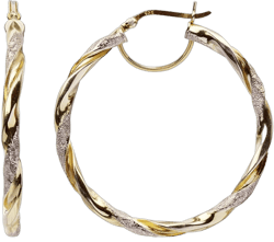LeCalla Real 925 Sterling Silver Textured Two-Tone Three-Tone 14K Gold Plated Lightweight Italian Design Hoop Earrings for Women Diameter 25,30,40,45,50mm Textured Large-50mm