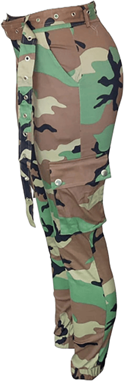 LKOUS Women's Camo Cargo Pants, Casual Camouflage Jogger High Waisted Slim Fit Harem Pants with Pockets