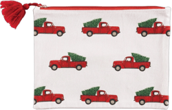 C&F Home Red Truck w/ Christmas Tree Zipper Makeup Bag Organizer Pouch