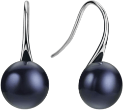 Michooyel 925 Sterling Silver Freshwater Cultured Pearl Dangle Drop Earrings for Women AAA+ Quality 8mm White Pearl Earrings Jewelry for Women Black - Blue CZ