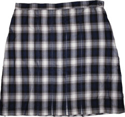 Lands' End Lands End Uniform Women's Size 0, Plaid Box Pleat Skirt Above Knee, Gray & Navy