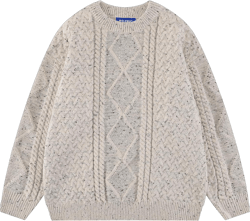 Aelfric Eden Women Solid Sweater Crew Neck Long Sleeve Knit Sweater Oversized Pullover Sweater Large Beige