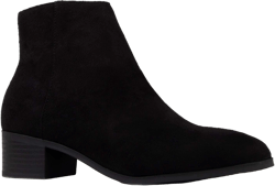 J. Adams Women's Viper Ankle Boots - Short Chunky Low-Heel Pointed-Toe Block Booties, Comfortable and Stylish for Everyday Wear 7 Black Vegan Suede