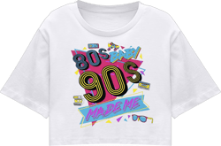 80s Baby 90s Made Me Shirt Womens Vintage 90s Crop Tops 80s Graphic T-Shirt Party Gift Casual Tees Medium White