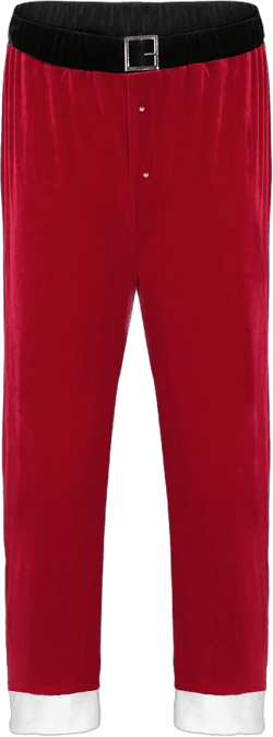 DPOIS Men's Red Velvet Long Pants Trousers Santa Claus Cosplay Trousers Christmas Red M