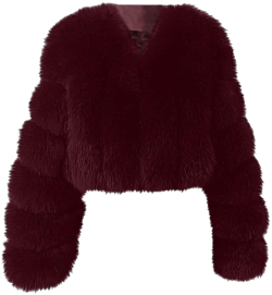 Faux Fur Coat Women Plus Size Cropped Fleece Jacket Soft Warm Shaggy Bubble Coats Open Front Furry Outerwear 01-wine Medium