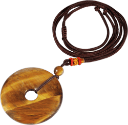 TUMBEELLUWA Healing Stone Pendant Crystal Necklace Chakra Quartz Cord Donut Shape Lucky Amulet Handmade Jewelry for Women Men #4 Brown