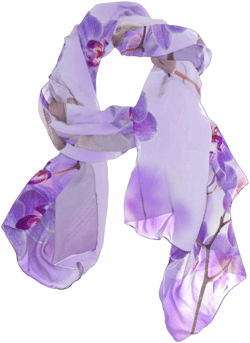 VIKKO Silk Like Scarf Long Lightweight Soft Women Shawl Wrap Gift for Mom Women Tropical Orchids Purple Floral