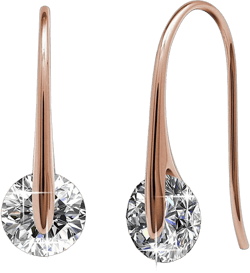 Cate & Chloe McKayla 18k Rose Gold Plated Drop Earrings with Swarovski Crystals  | Solitaire Crystal Earrings for Women