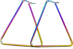 Pair Womens Large Triangle Huggie Hinged Hoop Earrings, Oxidized Rainbow, Fashion 55x45CM