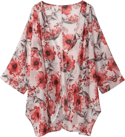 olrain Women Casual Lightweight Floral Printed Open Front Kimono Soft 3/4 Sleeve Cardigan