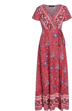 Simplee Vintage floral print summer dress Ruffle split sash sexy long dress Bohemian women dress holiday beach dress vestidos