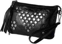 Studded Small Crossbody Bag for Women Fringe Gothic Purse Black Wristlet Clutch