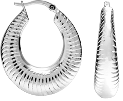 LeCalla 925 Sterling Silver Chunky Hoop Earrings | Lightweight Classic Handmade Electroform Hollow Hoops | Italian Design Shrimp Earrings Hoop for Women Hollow Chunky-1.25"