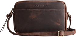 S-ZONE Crossbody Bags for Women Top Grain Leather Shoulder Handbags Camera Bag Purse Adjustable Strap Travel Daily Gift Dark Brown