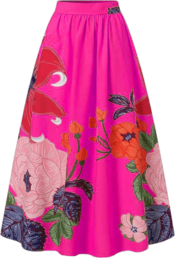Long Skirts for Women Boho Skirt Summer Floral Skirt Flowy Skirts Broomstick Skirts Elastic Waist A Line Maxi Skirts XX-Large Pink