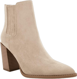Womens Booties Pointed Toe Stacked Heel Fashion Chelsea Ankle Boots 8.5 Beige