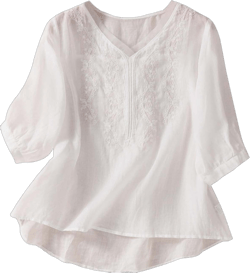 Spring/Women's Linen Embroidered Round Neck Long Sleeve T Shirt Vintage Bohemian Loose Fit Floral Linen Top Womens White #4 Medium