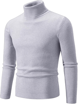 Men's Solid Color Turtleneck Wool Sweater Long Sleeve Striped Pullover Autumn Winter 4X-Large Gray