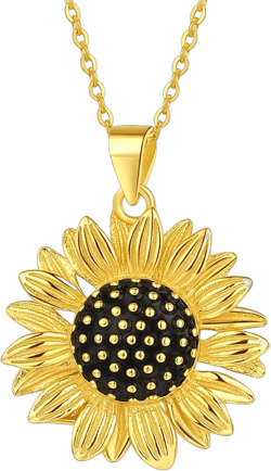 ORANGE FOREST Sunflower Necklace for Women S925 Sterling Silver 14K Gold Plated Sunflower Pendant Birthday Christmas Thanksgiving Day Jewelry Gifts for Women