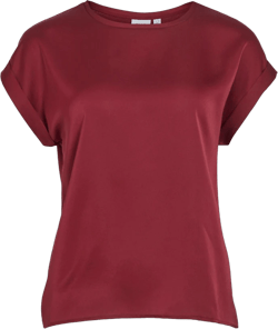 Vila Womens Top Ellette SS Satin Cabernet
