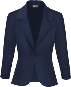 Hybrid & Company Women's Lightweight Casual Work Office Stretch Ponte Cardigan Blazer Jacket Made in USA X-Large Navy