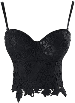 VEENDEO Women's Floral Lace Bustier Crop Top Punk Gothic Corset Bra Tops X-Small Black