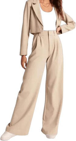 Aerelle Pants, Daisy Grace Wide Leg Trousers, Wide Leg Tailored Pants for Women Casual High Waist Suit Pants Short XX-Large Beige
