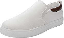 Mens Slip on Shoes, Men Canvas Low top Shoes, Fashion Shoes with Comfortable and Breathable US-7.5/8 White