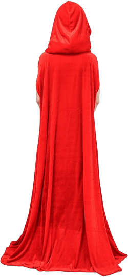 DSplay Women's Full Length Hooded Long Velvet Cape Red