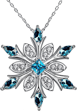 Atobao Women's 925 Sterling Silver Blue Crystals Snowflake Pendant Fashion Necklace Collarbone Chain